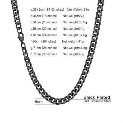 Mens Hip Hop Necklace 3Mm Miami Unisex Curb Cuban Link Chain，316L Stainless Steel